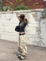 Thunder Pigment Washing Wide Cargo Long Pants