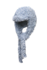 KNOT EARFLAP HAT IN FURRY BLUE