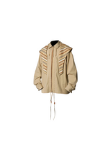RELABEL Spatial Relationship (Positive and Negative) Beaded Pleated Washed Multi-coloured パッチワークダブルプルタブ取り外し可能なフードシャツ