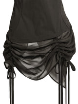  CURVED ZIP-UP SHIRT WITH LAYER . DARK BROWN