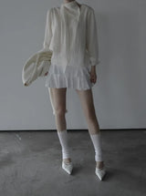 Noir Unbalance Button Scarf Blouse
