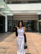 クラウドステップス バンディングシャーリングワイドロングパンツ(2 colors)