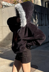 Trimming fur hood zip up(3color)