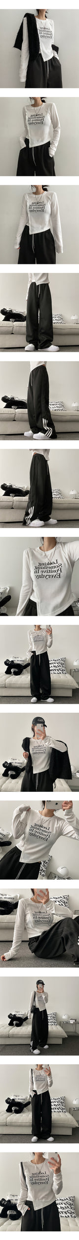 3 Line Coloring Accentuated Banded Wide Pants