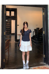 Short Sleeve Button Slim Ribbed Short Sleeve Tee
