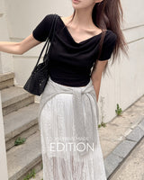 [MADE] Ellora drape shirring T‑shirt