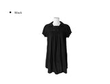 Selly Button Round Collar Puff Sleeve Frill One Piece