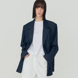 OVERFIT UNBAL SINGLE JACKET (NAVY)
