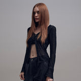 ウェーブメッシュカーディガン [Black]