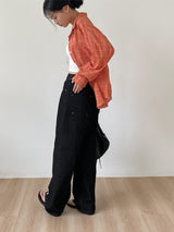 [Unisex/Non-Fade] Stitched Denim Wide Pants