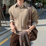 LMN Loader Cable V-Neck Collar Knitwear (8 colors)