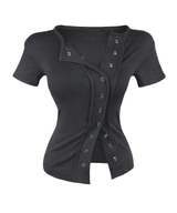 Kelly Snap Button Ribbed Top (4color)