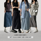  Sundy Charlang Cool Denim Long Skirt [Short & Basic Selection] Lyocell Fabric