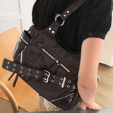 Clear Eyelet Faux Leather Shoulder Crossbody Bag 3 Colors