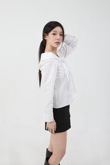 Stripe Offshoulder Blouse_white
