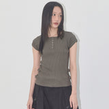 サイドバックルリブTシャツ (DARK BEIGE) F25QB110
