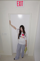 I Love Apple Cotton Oversized Fit Half Sleeve Tee