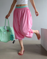 4 color banding harem baggy Aladdin half-length shorts