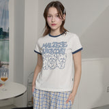 Maltese archive line graphic ringer half sleeve T-shirt