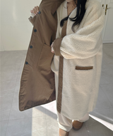 (UNISEX) 2WAY - 2 COLORS ウールオーバーサイズロングフィールドリバーシブルジャケット