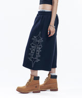 Stud Needle Walk Bermuda Sweat Pants - Navy