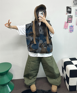 ヒーターパディング❤スナップオーバーロングパンツ 🩶🖤💚3COLOR