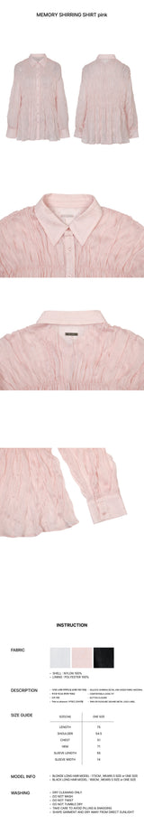 MEMORY SHIRRING SHIRT pink
