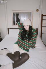 Tree Stripe V-neck Long Sleeve Knitwear