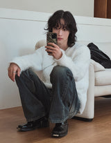 Unbalanced angora zipper knit