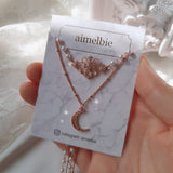 Art Nouveau Moon Necklace - Rosegold Color