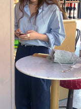 a loosefit cropped shirt, sky blue