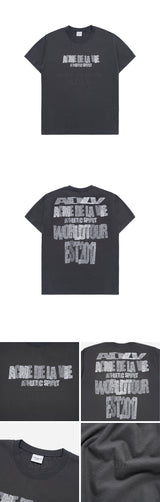 24FW クレヨンドローイングロゴショートスリーブTシャツ チャコール