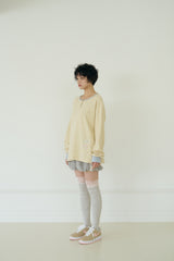 KIKI HENLEY NECK WAFFLE TOP (BUTTER)