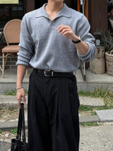 Modal open collar knitwear