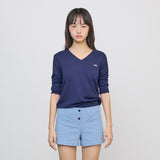 Lace V-neck Knit_navy