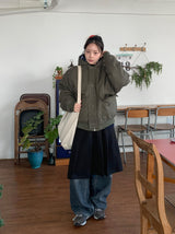 [unisex] ビトリボタンフードウェロンパディングジャンパー