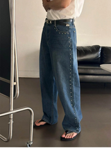 [Unisex]スタッドワイドデニムパンツ