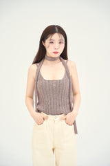 ネックタイニットキャミソール / necktie knit camisole