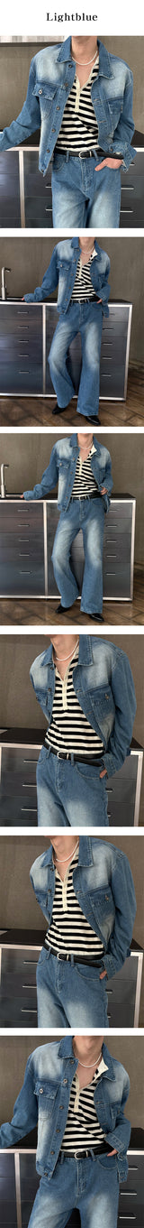 [S/S] Sand washing denim trucker jacket(3color)