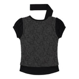 Lace Shirring Top & Scarf (Black) F25QB087
