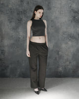 Triclipse Embroidered Sleeveless Khaki Gray
