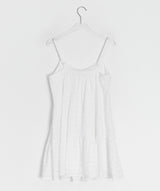 Omill Lace Shirring Sleeveless Midi Layered One Piece