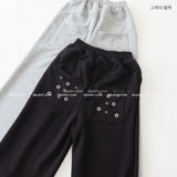 パンチングアイレットストリングワイドパンツ
