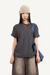 Striped pocket short-sleeve T-shirt