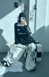 RAGLAN THREE-STRIPE COLLAR SWEATSHIRT🖤🩶🤍 - 3 COLORS