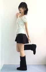 Hazel unbalanced checkered skirt