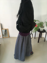 Vintage check long skirt