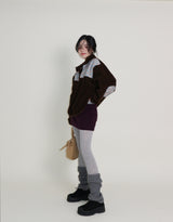 Femme Flower Pattern Quilted Fleece Long Sleeve T-Shirt (Button Detail)