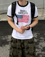 ルーアメリカンフラッグリンガーマッスルTシャツ