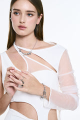 NO.598 [SILVER] WAVE TWO HOLD BALL BRACELET